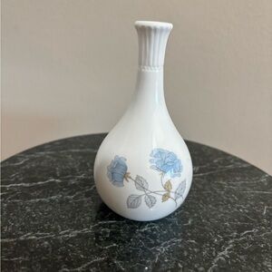 Wedgwood Porcelain Bud Vase with Blue Floral Motif